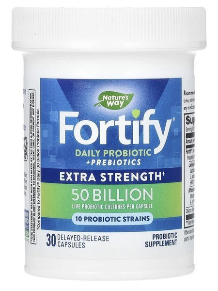 Nature's Way Fortify Probiotic & Prebiotic Supplement: 50 Billion CFU, 30 Delayed-Release Capsules
