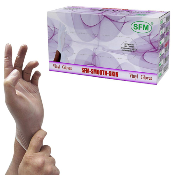 Vinyl Exam Gloves, 100 Count (50 Pairs), Size Large, Clear