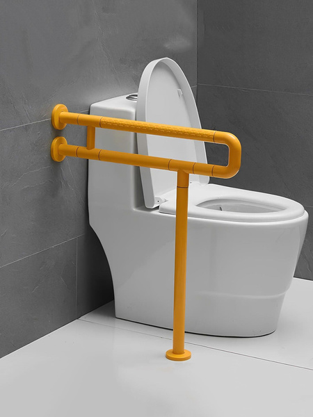U-Shaped Bathroom Grab Bar with Floor Mount for Seniors - Dikalan Yellow