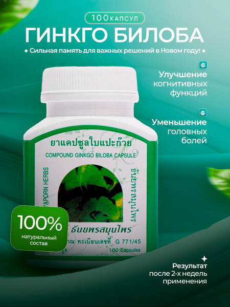 Ginkgo Biloba Capsules for Brain Health (100 Count)