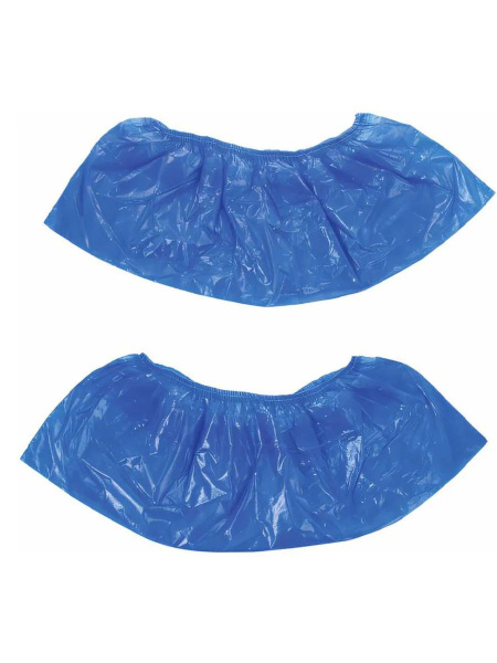 Heavy-Duty Disposable Shoe Covers (50 Count, 25 Pairs) - Waterproof, Blue, HDPE