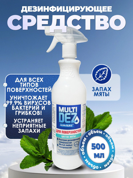 Multidez Teflex Antibacterial Surface Cleaner & Disinfectant Spray (Mint, 500ml)