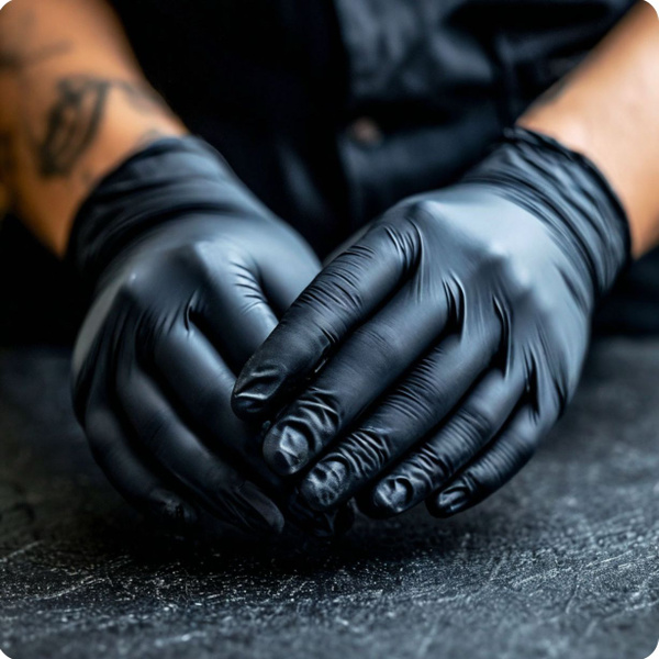 Black Nitrile Gloves Foxy-Gloves Medium (10 Pairs/20 Gloves)