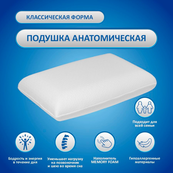 Memory Foam Pillow (40x60x12cm): Ergonomic Neck & Shoulder Support