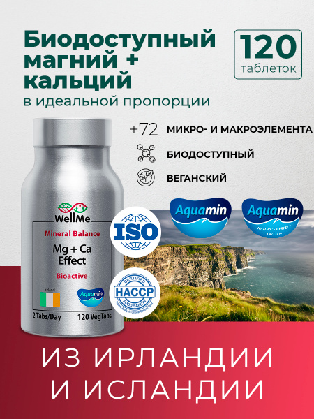 Magnesium & Calcium: Bioavailable Sports Supplement for Men & Women (120 Tablets)