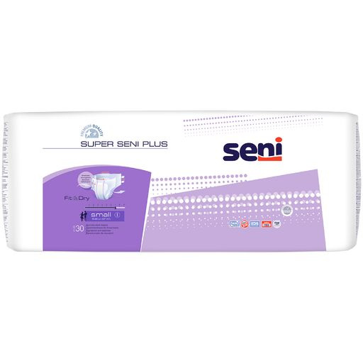 Super Seni Plus Adult Diapers, Small (30 Count), 55-80cm Waist