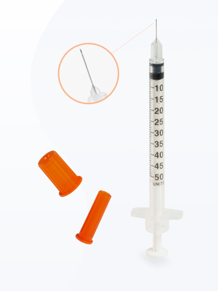 Insulin Syringes 50 Pack, 0.5ml U-100, 30G Needle (0.3x8mm), Sterile