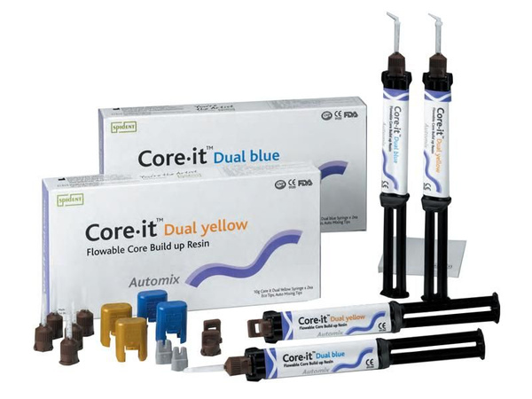 Core-It Dual Yellow Composite Filling Material (10g x 2 Syringes + Matrix)