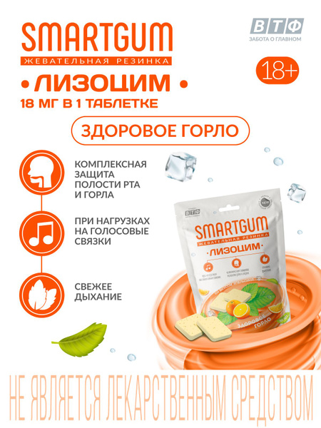 Lysozyme Gum: Throat Health, 18mg Lysozyme + 0.6mg B6 (30 Tablets)