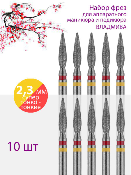 **SEO Optimized Title:**

VladMiVa Diamond Nail Drill Bit - Ultra-Thin for Manicure, Pedicure, Cuticle - Yellow/Red Stripe (10pk)