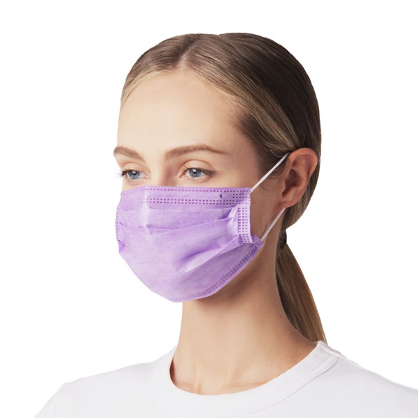 Purple 3-Ply Disposable Face Masks (50 Pack)