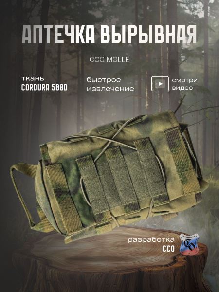 Tactical MOLLE Rip-Away First Aid Pouch - Moss Green