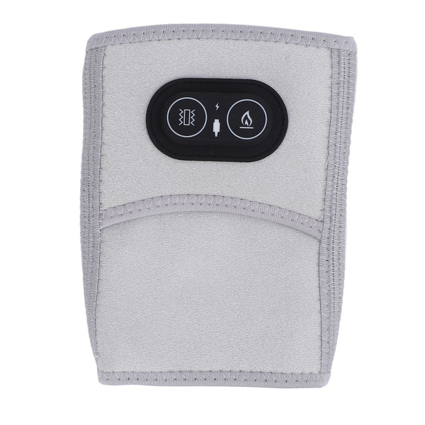 Heated Elbow Brace with 3 Heat Settings, Adjustable Strap & Vibration - Light Gray, Large