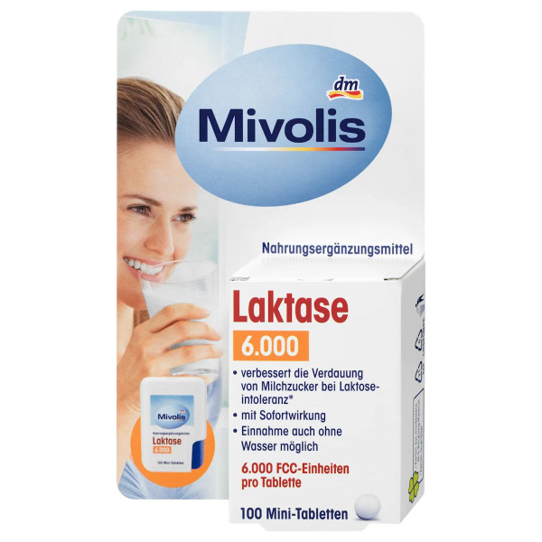 Mivolis Lactase Enzyme Tablets (100 Count) - Germany
