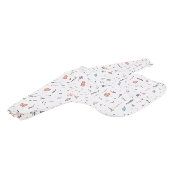 Long Sleeve PU Waterproof Baby Bib with Pocket & Button Closure for 18-36 Month Olds | PUZY007