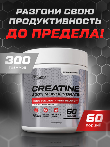 Soul Way Creatine Monohydrate Powder - 300g (60 Servings)
