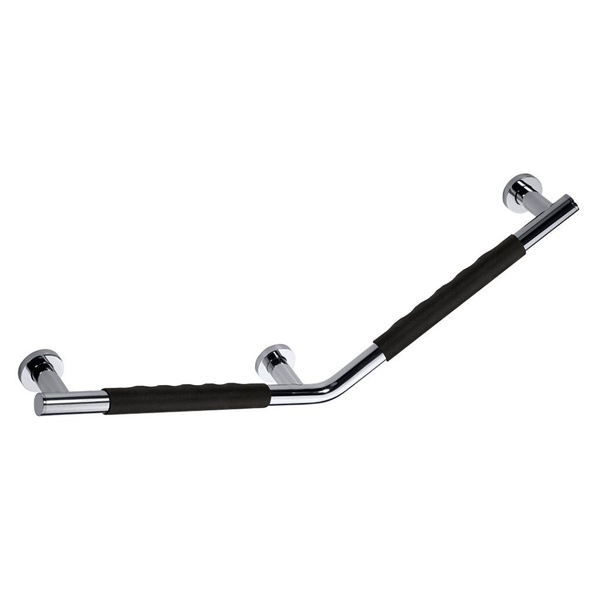 Curved Right-Hand Bathroom Grab Bar - Bemeta Omega 104507701 Chrome with Black Rubber
