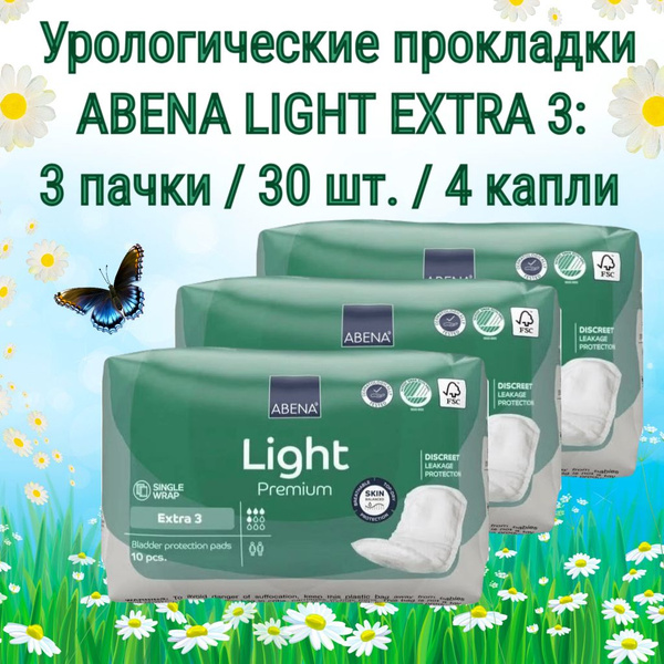 Abena Premium Light Extra 3 Urological Pads: 30 Count (500ml Absorbency)