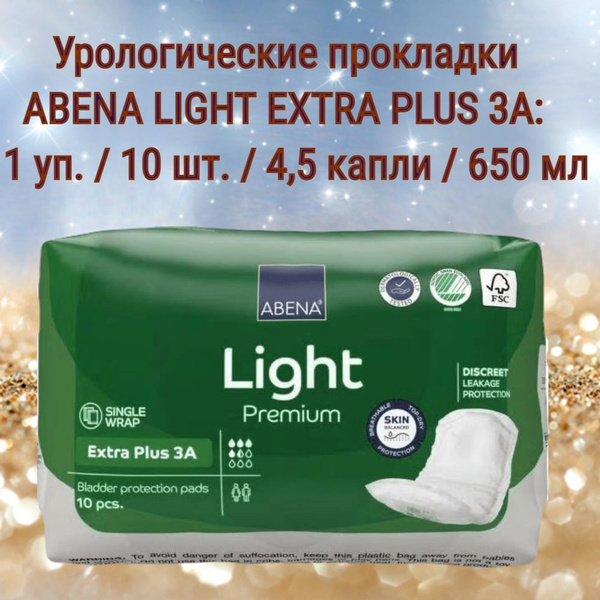Abena Premium Light Extra Plus 3A Urological Pads: 650ml Absorption, 10 Count