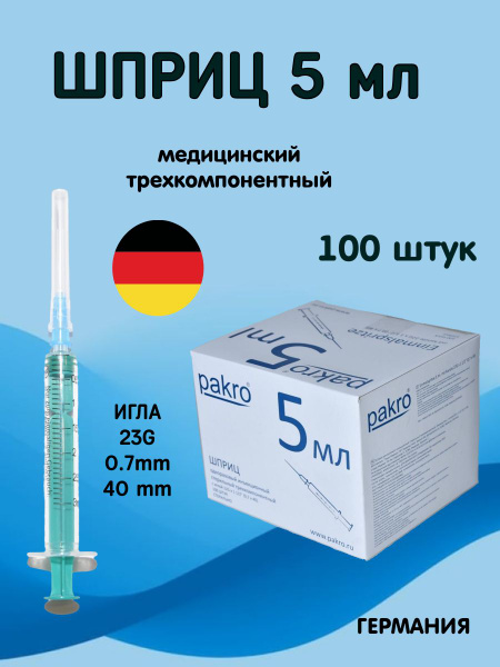 Pakro 5ml 3-Part Syringes (100 Pack) - Medical Grade