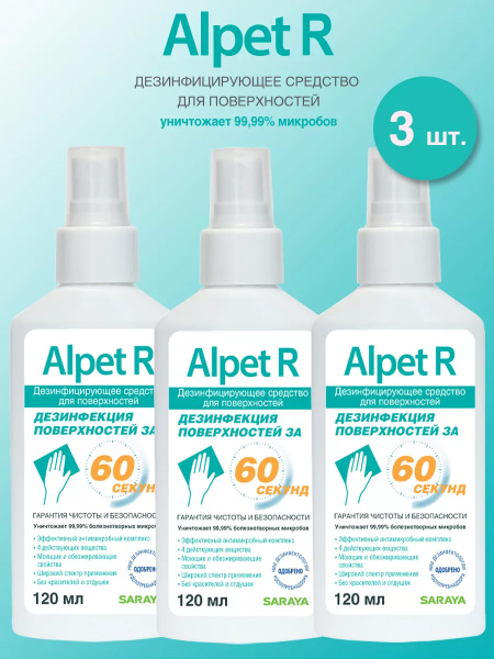 Alpet R Surface Disinfectant Spray (3 x 120ml)