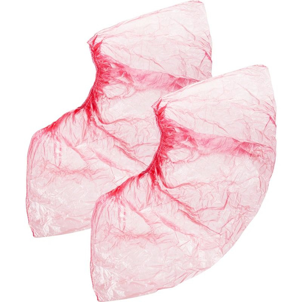 Red Disposable Polyethylene Shoe Covers (21 Micron, 50 Pairs)