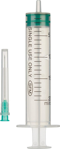 SFM 20ml 21G 3-Component Disposable Sterile Medical Syringe, 5-Pack