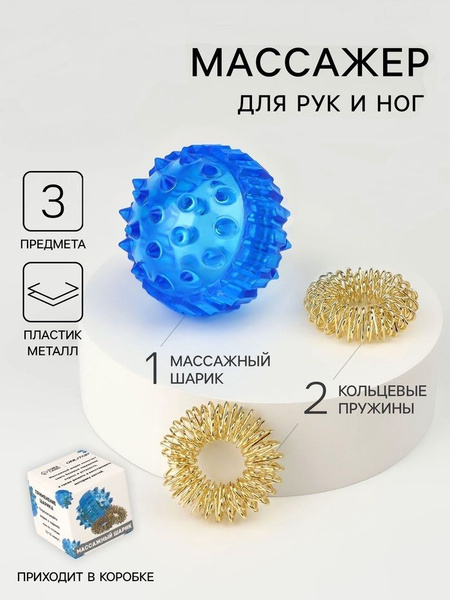 Blue Spiky Su-Jok Massage Ball: Hand & Foot Massager with Double Spring