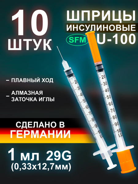 Germany Insulin Syringes 1ml with Integrated Needle (10 Pack)