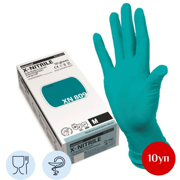 Nitrile Exam Gloves - Green, Powder-Free, Disposable - 250 Count (10 Boxes)