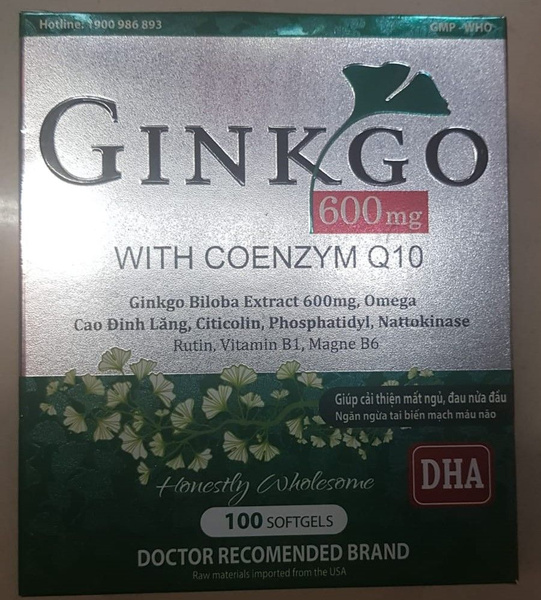 Ginkgo Biloba 600mg, Nattokinase & CoQ10 (100 Capsules) - Vietnam