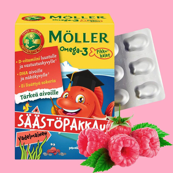 Kids' Omega-3 Fish Oil Gummy Vitamins (MOLLER Raspberry, 72 Count)