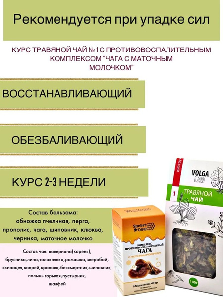 VolgaLad-1 Herbal Tea with Chaga & Royal Jelly (2 x 70g/40g)