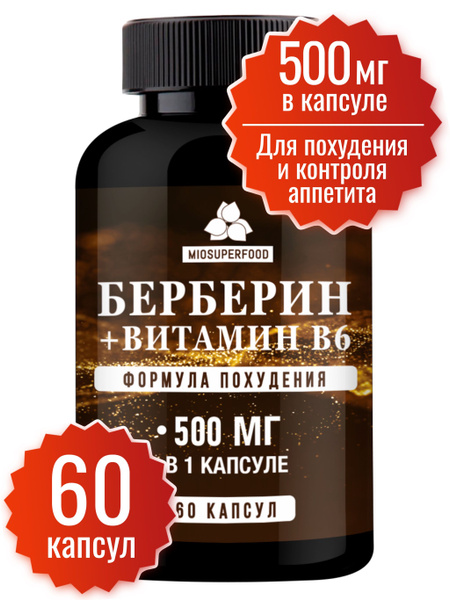 Berberine & Vitamin B6 for Weight Loss & Cholesterol Support (60 Capsules)