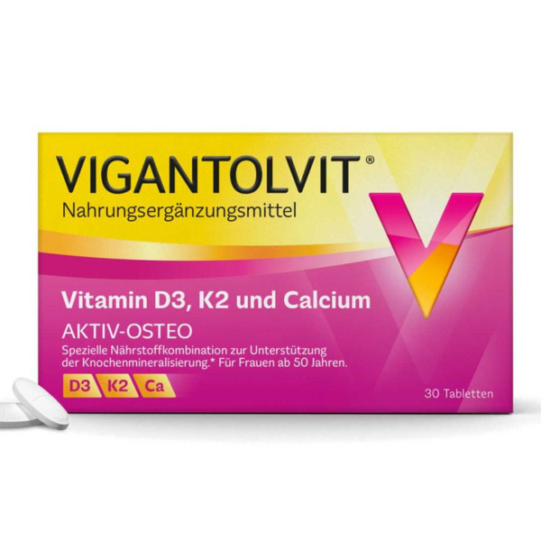 Vigantolvit Active-Osteo D3, K2 & Calcium Tablets (30ct, Germany)