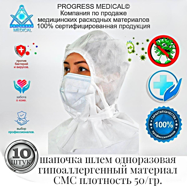 Disposable Balaclava Helmet Liner (10 Pack, 50gsm SMS)