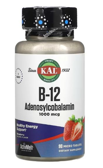 Vitamin B12 1000mcg Strawberry Tablets (90 Count) - Stress, Anxiety & Cognitive Support