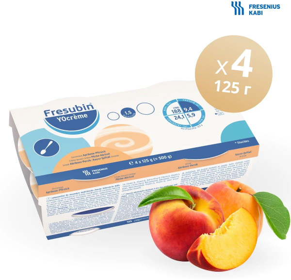 Fresubin 2kcal Apricot-Peach Cream Yogurt (4 x 125g)
