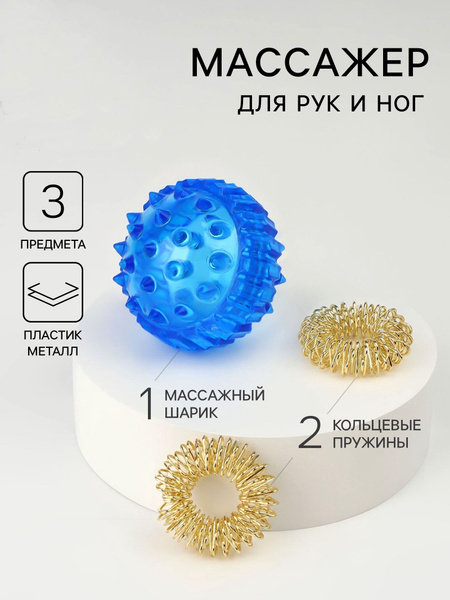 Blue Hand & Foot Massager with 2 Rings, 3.5cm Diameter