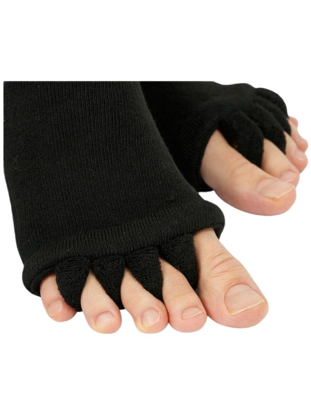 5-Toe Black Corrector Socks for Foot Alignment