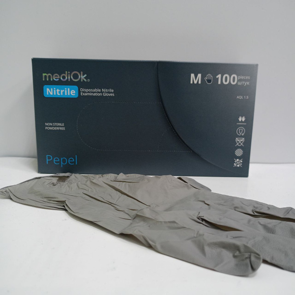 MediOK Nitrile Gloves: Powder-Free, Textured, Non-Sterile, Size M (50 Pairs)