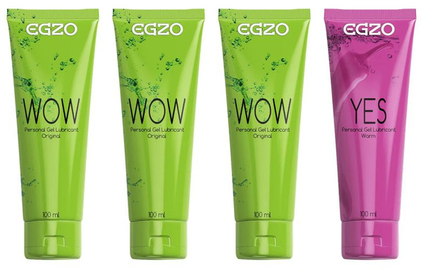 Egzo WOW & YES Gel Set: 3 x 100ml Universal Gel + 100ml Warming Lubricant
