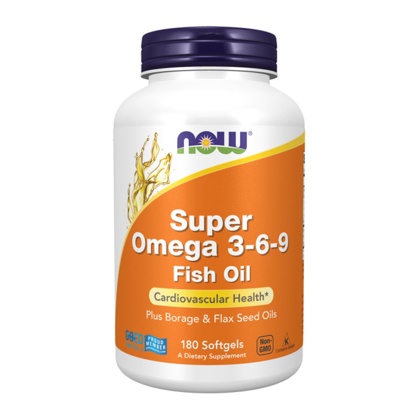 NOW Omega-3-6-9 800mg - 180 Capsules (1700mg Each) - Superior Omega Fatty Acid Support