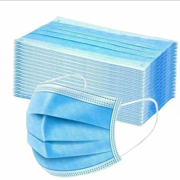Disposable 3-Ply Face Masks (50 Pack) - Blue, 75gsm