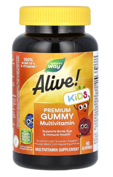 Nature's Way Alive! Kids' Immune Support Gummies (Cherry, Grape, Orange)