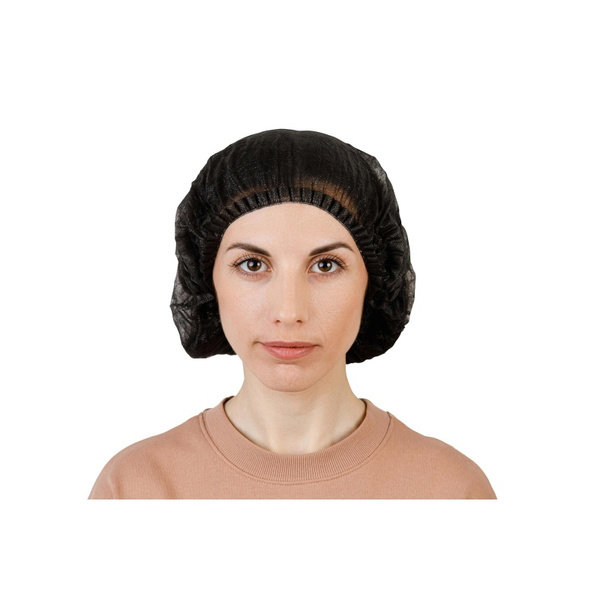 Black Disposable Bouffant Caps (100 Pack), 15 Micron, MedService Plus Charlotte
