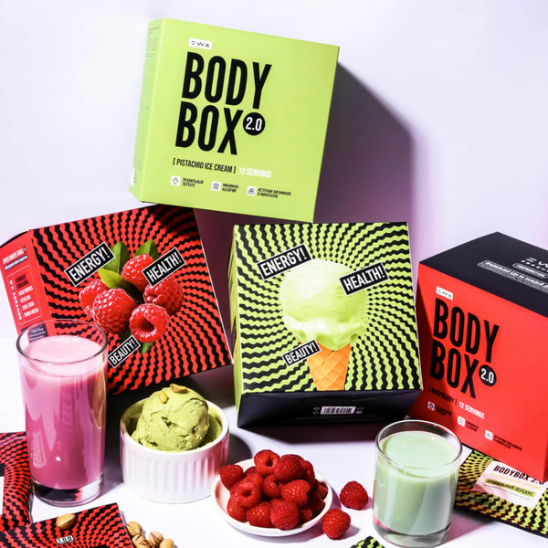 Raspberry & Pistachio Ice Cream BodyBox 2.0: 12 x 27g Sachets
