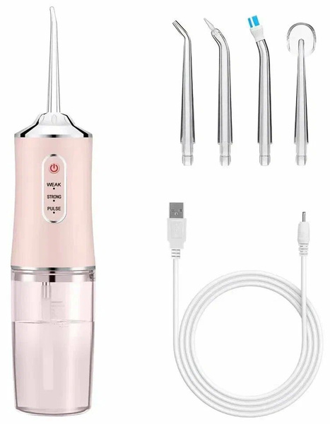 Portable Family Dental Irrigator with 4 Nozzles - Pink