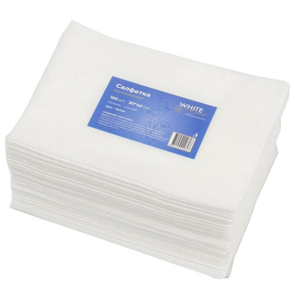 White Line Disposable Spunlace Wipes - 30x40cm, 100 Count