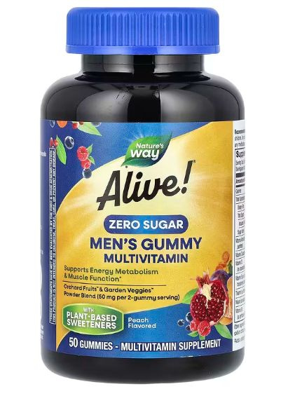 Sugar-Free Men's Multivitamin Gummies: Energy & Endurance Boost (50 Count)
